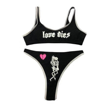 将图片加载到图库查看器,Women’s Funny Printed 2Pcs Bikini Suits Women's Scalloped Triangle Bikini Print Bottom Two Piece Swimsuit Deep V-neck Detachable Breast Pad Sling Tops with Triangle Bottoms Swimsuits