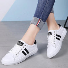 Load image into Gallery viewer, Women's Genuine Leather Sneakers Women Casual Fashionable Sports Shoes Vulcanized Woman White Flat White Sneakers Leather Casual Shoes White Tennis Sneakers