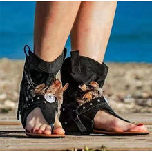 Load image into Gallery viewer, Women's Sandals Retro Ladies Flip Flops Clip Toe Vintage Black Boots Casual Fashion Summer Woman Clip Toe Vintage Boots Casual Tassel Rome Fashion Summer Comfortable Woman Shoes