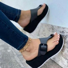 Load image into Gallery viewer, Women's Sandals Summer Shoes Beach Platform Clip Toes Buckle Strap Leather Casual Shoes Summer Casual Clip Toe Slippers Summer Flat Non-Slip Shoes With Buckle Strap