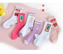 Load image into Gallery viewer, Women's Socks Combed Out Of Pure Cotton Colorful Cartoon Cute Funny Happy Kawaii Moon Strawberry Cactus Ankle Socks For Men And Women