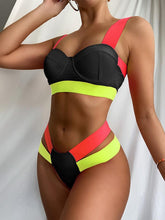 将图片加载到图库查看器,Women's Swimsuits Swimwear Patchwork Bikini Woman Push up Bikinis Swimsuit Bathing Suits Women Rave Neon Patchwork Bikini Swimsuit 2 Piece Cutout Molded Push Up Bathing Suit