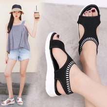 将图片加载到图库查看器,Women Sandals Breathable Comfort Walking Shoes Heels Summer Platform Sandal Casual Comfortable Sandals For Women Ankle Elastic Lightweight Soft Modern Beach Sandals