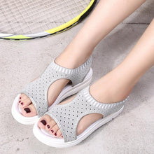 将图片加载到图库查看器,Women Sandals Breathable Comfort Walking Shoes Heels Summer Platform Sandal Casual Comfortable Sandals For Women Ankle Elastic Lightweight Soft Modern Beach Sandals