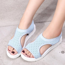 将图片加载到图库查看器,Women Sandals Breathable Comfort Walking Shoes Heels Summer Platform Sandal Casual Comfortable Sandals For Women Ankle Elastic Lightweight Soft Modern Beach Sandals