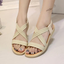 将图片加载到图库查看器,Women Sandals Breathable Comfort Walking Shoes Heels Summer Platform Sandal Casual Comfortable Sandals For Women Ankle Elastic Lightweight Soft Modern Beach Sandals