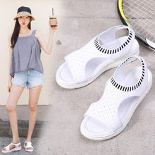 将图片加载到图库查看器,Women Sandals Breathable Comfort Walking Shoes Heels Summer Platform Sandal Casual Comfortable Sandals For Women Ankle Elastic Lightweight Soft Modern Beach Sandals