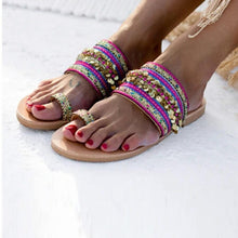 将图片加载到图库查看器,Women Sandals Flip-Flops Handmade Style Flip Flop Sandals Streetwear Fashion Shoes Women Flat Clip Toe Casual Floral Beach Flip Flop Comfy Shoes Summer Elegant Toe Ring Sandals