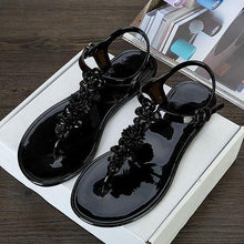 Load image into Gallery viewer, Women Sandals Flip Flops New Summer Fashion Beach Flower Breathable Non-Slip Flat Slides Casual Womens Flat Sandals T-strap Thong Summer Flip Flops Dressy Sandals
