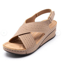 将图片加载到图库查看器,Women Sandals New Summer Shoes Woman Sewing Hollow Out Casual Leather Comfortable Retro Sandals Cutout Leather Crisscross Open Toe Women Casual Summer Platform Walking Shoes