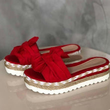 Load image into Gallery viewer, Women Sandals Platform Shoes Bow Summer Sandals Slipper Indoor Outdoor Flip-Flops Beach Shoes High Heeled Bow-Knot Platform Modern Comfy High Heel Beach Sandals