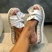 Load image into Gallery viewer, Women Sandals Platform Shoes Bow Summer Sandals Slipper Indoor Outdoor Flip-Flops Beach Shoes High Heeled Bow-Knot Platform Modern Comfy High Heel Beach Sandals