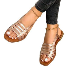 Load image into Gallery viewer, Women Sandals Summer Hollow Out Shoes Open Toe Beach Flats Ladies Footwear Strappy Flat Sandals Adjustable Casual Sandal With Open Toe Slingback Elegant Sandals
