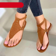 Load image into Gallery viewer, Women Sandals Summer Outdoor Beach Flip-flop Sandals Solid Fashion Sandals Flats Casual Shoes Black Summer Flat Sandals Stylish Flip Flop Comfortable Color Matching Sandals Flat Non-Slip Open-Toe Casual Beach Sandals