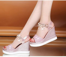 将图片加载到图库查看器,Women Sandals Summer Platform Sandals Buckle Strap Peep Toe Thick Bottom Modern Espadrille Sandals Platform Cross Buckle Strap Slingback Summer Open Toe Shoes