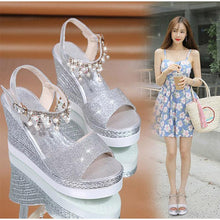 将图片加载到图库查看器,Women Sandals Summer Platform Sandals Buckle Strap Peep Toe Thick Bottom Modern Espadrille Sandals Platform Cross Buckle Strap Slingback Summer Open Toe Shoes