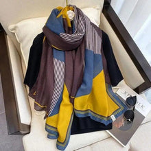 Load image into Gallery viewer, Women Scarf Leopard Print Cotton Large Size Scarfs For Winter Shawls Winter Warm Casual Wear For Women Lovely Floral Tassel Cotton ab Shawls Lady Silk Wraps Scarves