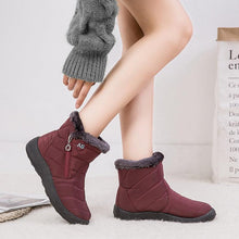 Load image into Gallery viewer, Women Snow Boots Warm Short Fur Plush Winter Ankle Boots Zip Comfort Warm Shoes Anti-Slip Fur Lined Ankle Short Boots Waterproof Slip On Outdoor Lightweight Shoes