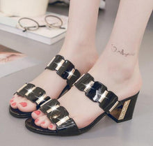 将图片加载到图库查看器,Women Square Heels Summer Sandals Open Toe Multi Colors Shoes Cute Sandals Flip Flops Slip On Fashion Wedding Dress Chunky Block Heels Open Back High Heel Slide Slipper