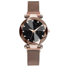 Load image into Gallery viewer, Women Starry Sky Clock Luxury Women Watches Fashion Diamond Quartz Wristwatches Women's Fashion Starry Sky Watch Luxury Analog Stardust Watches For Girls Casual Luminous Ladies Wrist Watch With Stainless Steel Mesh Band Dress Watch