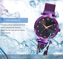 Load image into Gallery viewer, Women Starry Sky Clock Luxury Women Watches Fashion Diamond Quartz Wristwatches Women's Fashion Starry Sky Watch Luxury Analog Stardust Watches For Girls Casual Luminous Ladies Wrist Watch With Stainless Steel Mesh Band Dress Watch