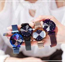 Load image into Gallery viewer, Women Starry Sky Clock Luxury Women Watches Fashion Diamond Quartz Wristwatches Women's Fashion Starry Sky Watch Luxury Analog Stardust Watches For Girls Casual Luminous Ladies Wrist Watch With Stainless Steel Mesh Band Dress Watch