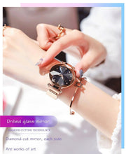 Load image into Gallery viewer, Women Starry Sky Clock Luxury Women Watches Fashion Diamond Quartz Wristwatches Women's Fashion Starry Sky Watch Luxury Analog Stardust Watches For Girls Casual Luminous Ladies Wrist Watch With Stainless Steel Mesh Band Dress Watch