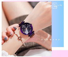 Load image into Gallery viewer, Women Starry Sky Clock Luxury Women Watches Fashion Diamond Quartz Wristwatches Women's Fashion Starry Sky Watch Luxury Analog Stardust Watches For Girls Casual Luminous Ladies Wrist Watch With Stainless Steel Mesh Band Dress Watch