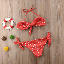 将图片加载到图库查看器,Women Strapless Bandage Push Up Dot Printed Bikini Set Women's Adjustable Bathing Suits Two Piece Swimwear Tie Cutout Low Waist String Bikini Set Lace Up Female Summer Swimwear Swimsuit Beachwear