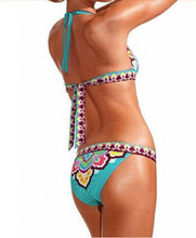 Load image into Gallery viewer, Women Summer Beautiful Print Swimsuit Bikini Set Women's Solid Halter Padded Push Up Bikini Set Two Pieces Swimsuit Swimwear Bathing Suit Push-up Bandage Swimming Costume Bathing Suit Fashion Beachwear