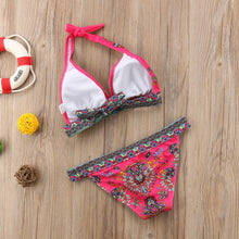 Load image into Gallery viewer, Women Summer Beautiful Print Swimsuit Bikini Set Women's Solid Halter Padded Push Up Bikini Set Two Pieces Swimsuit Swimwear Bathing Suit Push-up Bandage Swimming Costume Bathing Suit Fashion Beachwear