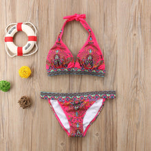 Load image into Gallery viewer, Women Summer Beautiful Print Swimsuit Bikini Set Women's Solid Halter Padded Push Up Bikini Set Two Pieces Swimsuit Swimwear Bathing Suit Push-up Bandage Swimming Costume Bathing Suit Fashion Beachwear