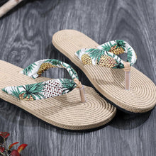 将图片加载到图库查看器,Women Summer Floral Flip Flops Beach Sandals Thongs Slippers Hemp Rope Travel Flip-Flops Unisex Home Slippers Flax Women House Slipper Open-Toe Breathable Slippers