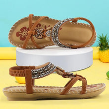 Load image into Gallery viewer, Women Summer Vintage Shoes Sandals Butterfly-knot Rhinestone Slides Elastic Band Sandal Comfort Flats Sandals With Elastic Ankle Strap Casual Rhinestone Shoes Beach Slip On Sandals