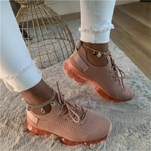 将图片加载到图库查看器,Women Trendy Sneakers Fashion Cushion Lace Up Running Sport Sneakers Outdoor Sport Shoes Spring Summer Couple Cushion Flats Training Running Breathable Sneakers