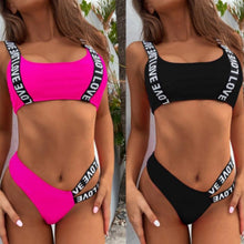 Load image into Gallery viewer, Women Two Piece Swimsuit Push Up Bikini Swimsuit For Women Two Piece High Waist Crisscross Halter Bikini Letter Printed Bathing Suits 2 Piece Bikini Luxury Bikini Set Sports Swimwear Swimsuit Backless Beachwear Bathing Suit
