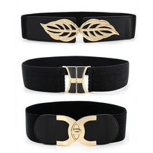 将图片加载到图库查看器,Women Vintage Stretch Belt Unique Black Elastic Design Stretchy Luxury Waistband Stylish Women Waist Belts