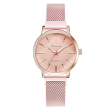 将图片加载到图库查看器,Women Watches New Luxury Fashion Quartz Ladies Watch Clock Rose Gold Diamond Dial Dress Casual Wristwatch Quartz Movement Girls Ladies Wristwatch Big Face Mesh Belt Watch And Bracelet Set