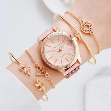 将图片加载到图库查看器,Women Watches New Luxury Fashion Quartz Ladies Watch Clock Rose Gold Diamond Dial Dress Casual Wristwatch Quartz Movement Girls Ladies Wristwatch Big Face Mesh Belt Watch And Bracelet Set