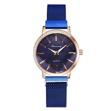 将图片加载到图库查看器,Women Watches New Luxury Fashion Quartz Ladies Watch Clock Rose Gold Diamond Dial Dress Casual Wristwatch Quartz Movement Girls Ladies Wristwatch Big Face Mesh Belt Watch And Bracelet Set