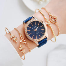 将图片加载到图库查看器,Women Watches New Luxury Fashion Quartz Ladies Watch Clock Rose Gold Diamond Dial Dress Casual Wristwatch Quartz Movement Girls Ladies Wristwatch Big Face Mesh Belt Watch And Bracelet Set