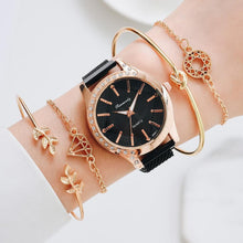 将图片加载到图库查看器,Women Watches New Luxury Fashion Quartz Ladies Watch Clock Rose Gold Diamond Dial Dress Casual Wristwatch Quartz Movement Girls Ladies Wristwatch Big Face Mesh Belt Watch And Bracelet Set