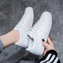 Load image into Gallery viewer, Women White Casual Shoes Casual Women Sneakers Flats Girl Breathble Vulcanized Shoes Lace Up White Casual Style Comfortable Sneakers Eco Leather Street Sneakers