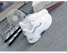 Load image into Gallery viewer, Women White Leather Sneakers Fashion Casual Woman Comfortable Breathable White Flats Platform Sneakers Low Top Sneaker Lace-up Classic Girls Comfortable Sneakers