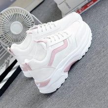 Load image into Gallery viewer, Women White Leather Sneakers Fashion Casual Woman Comfortable Breathable White Flats Platform Sneakers Low Top Sneaker Lace-up Classic Girls Comfortable Sneakers