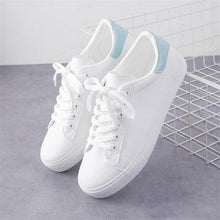 Load image into Gallery viewer, Women White Sneakers Fashion Breathble Vulcanized Shoes Leather Platform Shoes White Lace Up Casual Woman Comfortable Sneakers Leather Spring Flats Trainers Sneakers