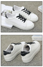 Load image into Gallery viewer, Women White Sneakers Fashion Breathble Vulcanized Shoes Leather Platform Shoes White Lace Up Casual Woman Comfortable Sneakers Leather Spring Flats Trainers Sneakers