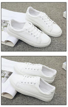 Load image into Gallery viewer, Women White Sneakers Fashion Breathble Vulcanized Shoes Leather Platform Shoes White Lace Up Casual Woman Comfortable Sneakers Leather Spring Flats Trainers Sneakers