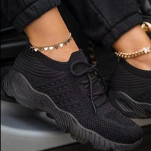 Load image into Gallery viewer, Women White Sneakers Thick Bottom Solid Comfortable Breathable Summer Outdoor Lace Up Flat Shoe Fashion Breathable Lightweight Comfortable Sneakers