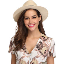 Load image into Gallery viewer, Women Wide Brim Straw Panama Roll up Hat